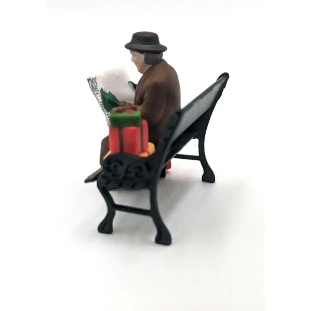 Dept 56 Rest Ye Merry Gentleman Man on Park Bench reading TIMES‎ Paper #5540-9